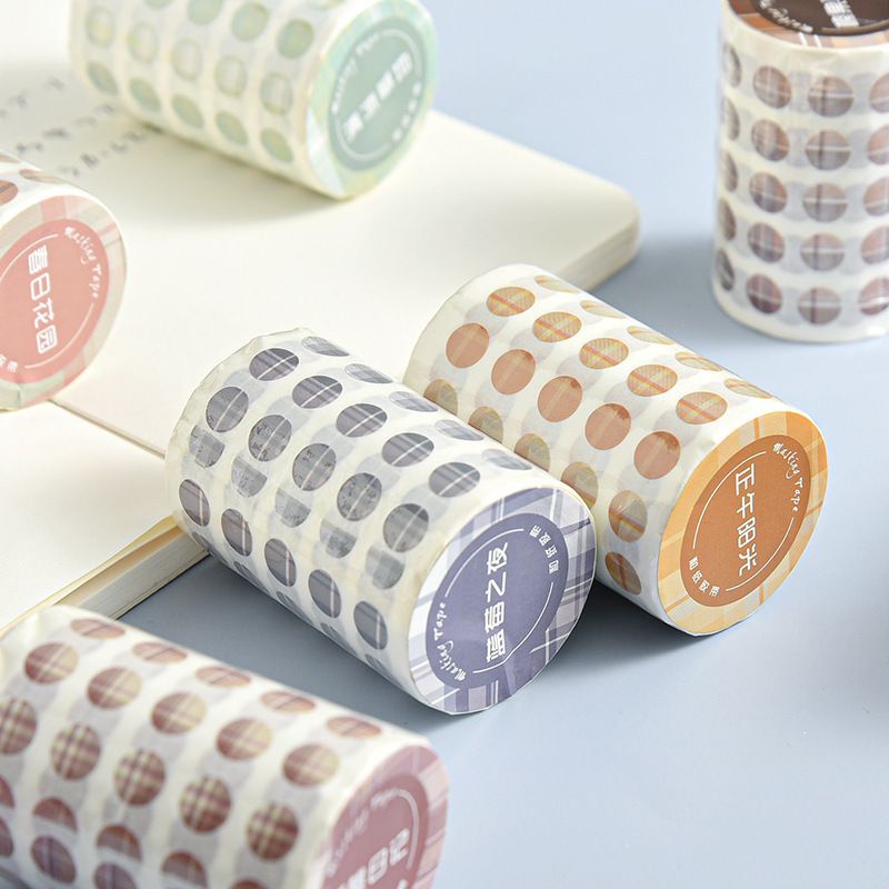 Băng Dán Washi Tape Sticker Hình Tròn Dots Màu Sắc Dễ Thương Hàng Chất Lượng Cao