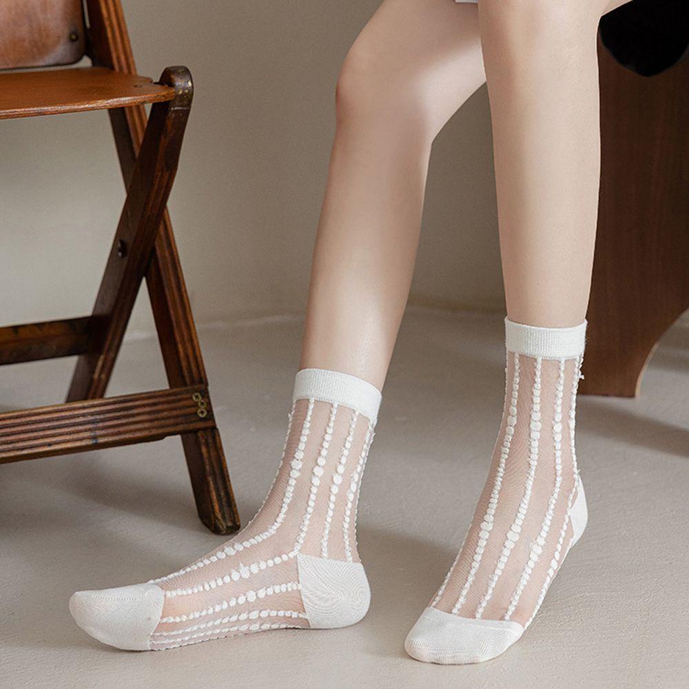 Vớ Cotton Trong Suốt Họa Tiết Dễ Thương Phong Cách Retro Nhật Bản Cho Nữ|Vớ Lụa Họa Tiết Dễ Thương Cho Bé