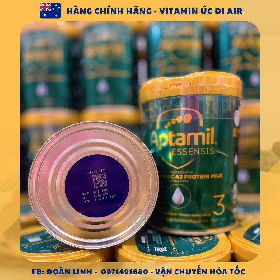 Sữa Aptamil Essensis Số 3, 2,1 Dòng Sữa Hữu Cơ Organic Tăng Đề Kháng Hộp 900G, Hàng úc đi air, Date xa