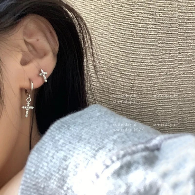 Bông Tai Hình Thánh Giá Phong Cách Thời Trang Hàn Quốc Dành Cho Nữ