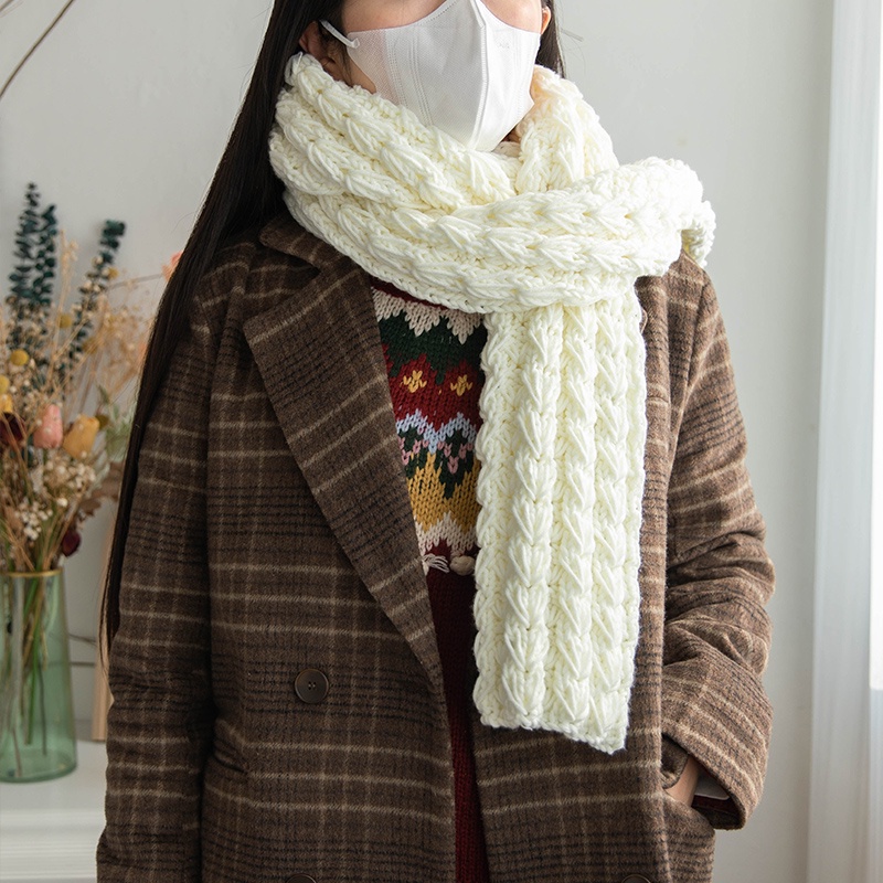 Gói nguyên liệu đan khăn kit đan khăn có video chart chữ