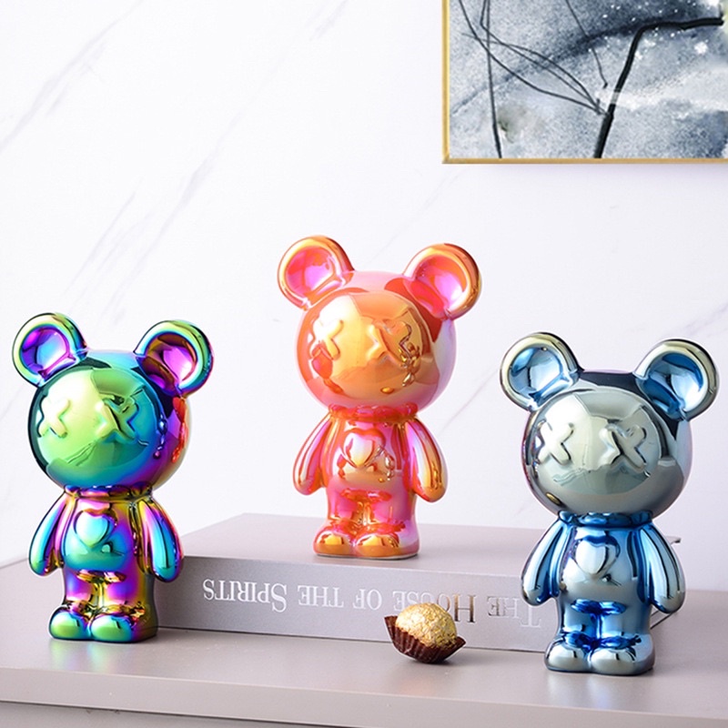 Gấu Tròn Mặt Bự trang trí gấu bạo lực trang trí phòng khách 28cm