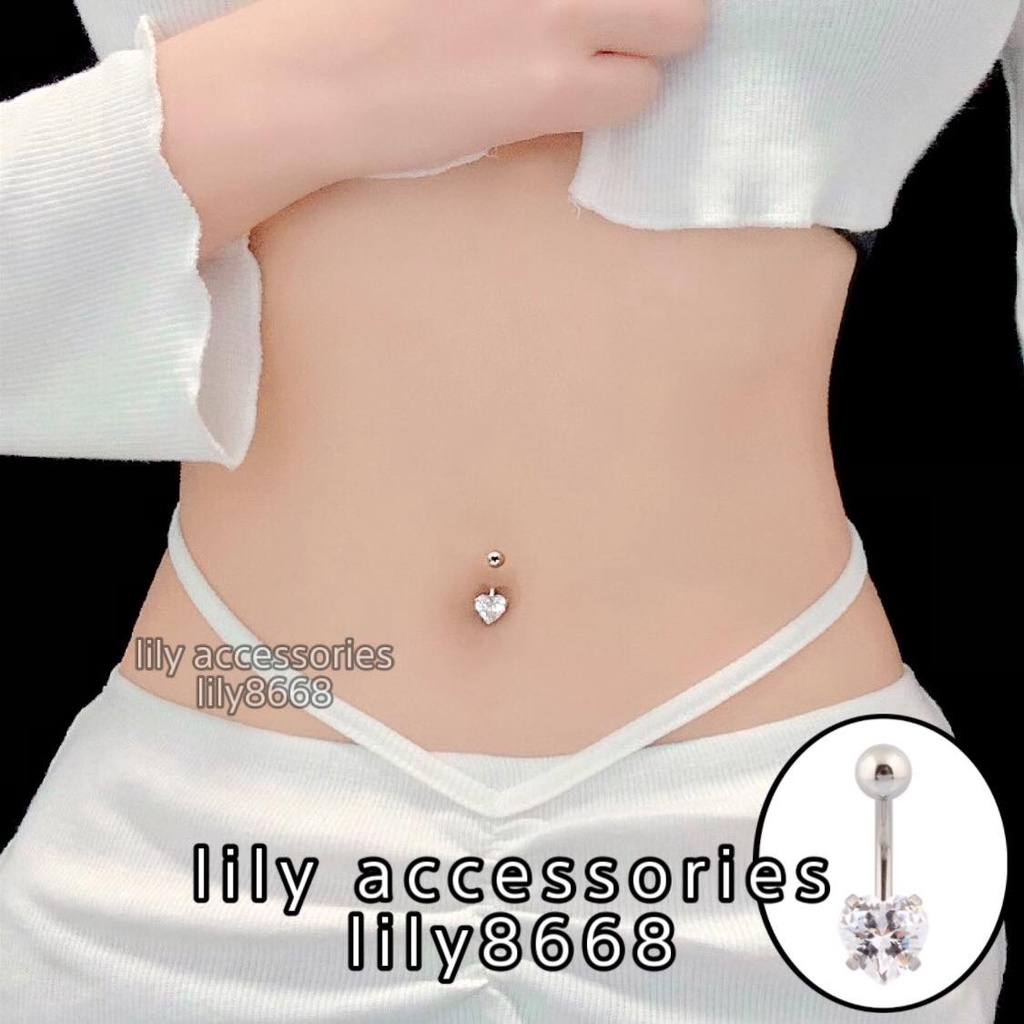khuyên rốn hình trái tim không gỉ