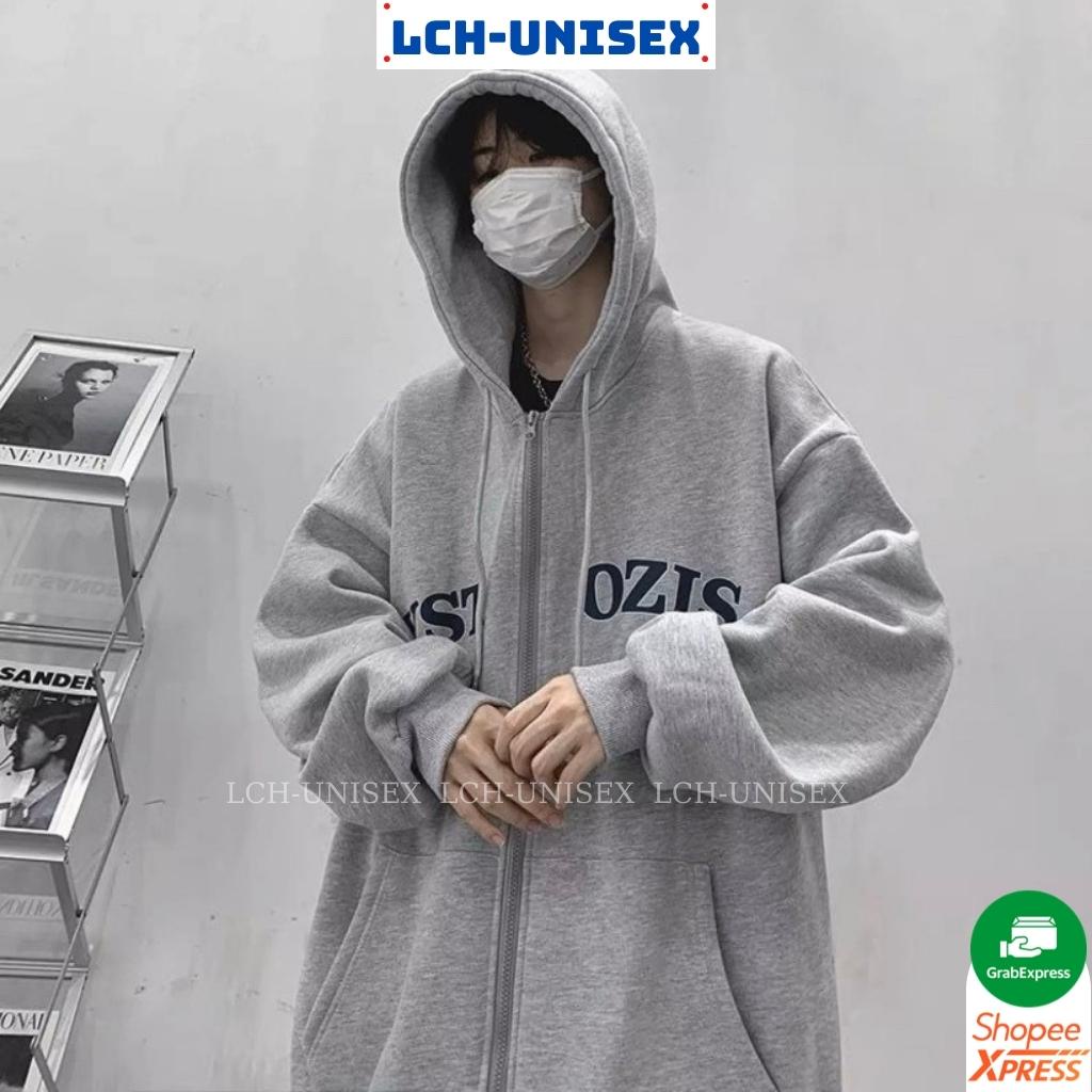 Áo khoác hoodie zip nam nữ 4 túi thêu chữ YSTAOZIS form rộng jacket unisex có khóa kéo vải nỉ bông dày mịn Lchunisex