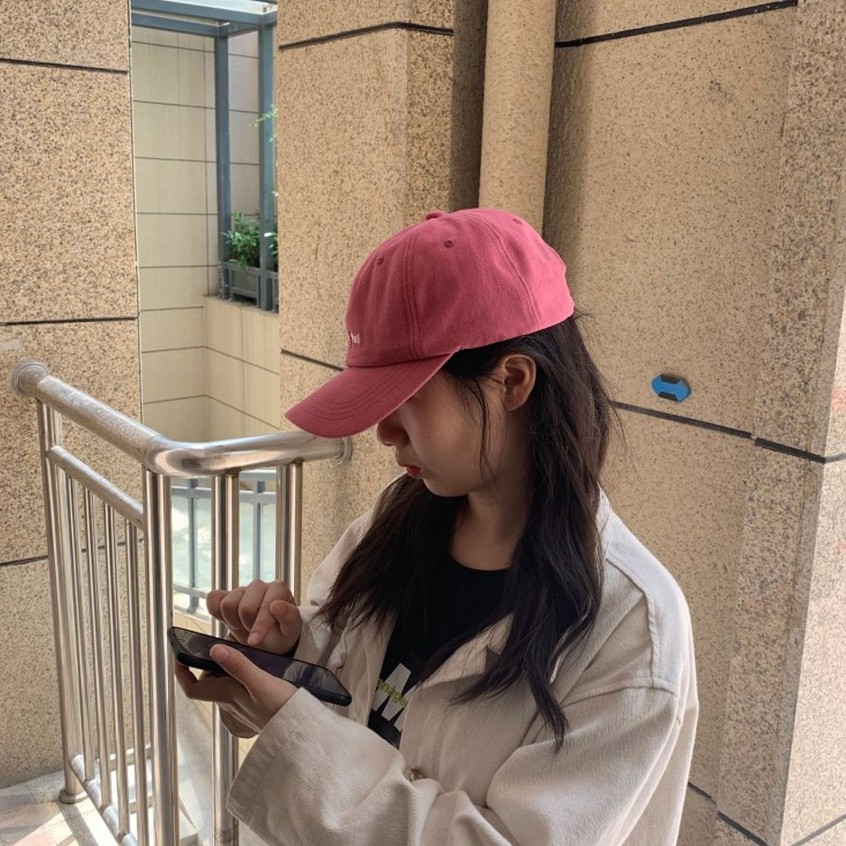 Mũ Lưỡi Trai Thêu Chữ Màu Hồng Phong Cách Hàn Quốc Thời Trang Cho Nữ