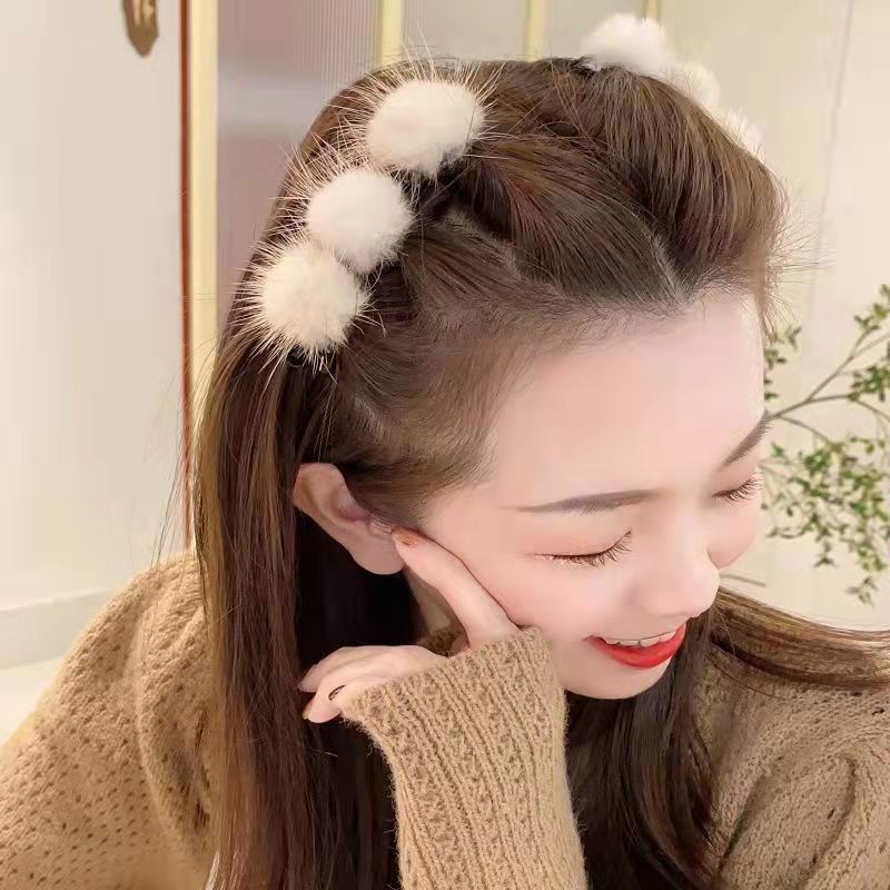 Kẹp Tóc Đính Bóng Lông Thời Trang Nữ Tính