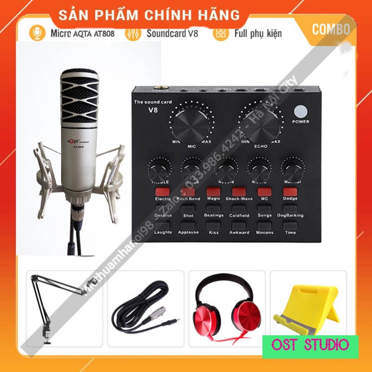 Trọn Bộ Sound Card V8 Micro AQTA AT808 Hàng Loại 1 . Âm Thanh Cực Hay , Livestream Bigo , Facebook , Tik Tok