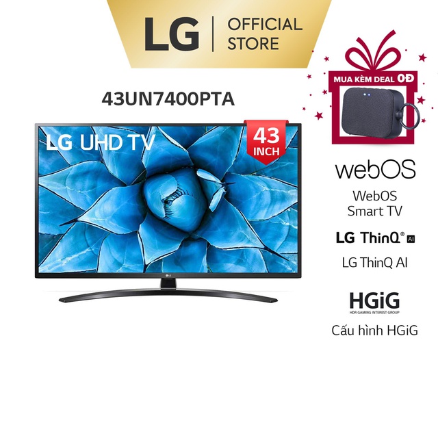 [Mã ELLGJUNE giảm 6% đơn 250K] Smart Tivi LG 43 Inch UHD 4K 43UN7400PTA - Model 2020 - Miễn phí lắp đặt