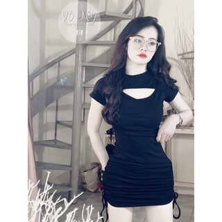 Đầm body khoét ngực rút dây đùi