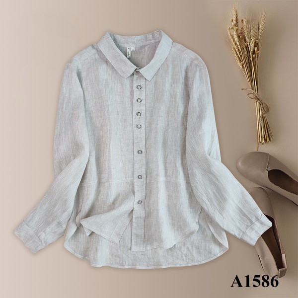 A1586 - ENDA KISUHI Áo Sơ Mi Linen Nhiều Nút