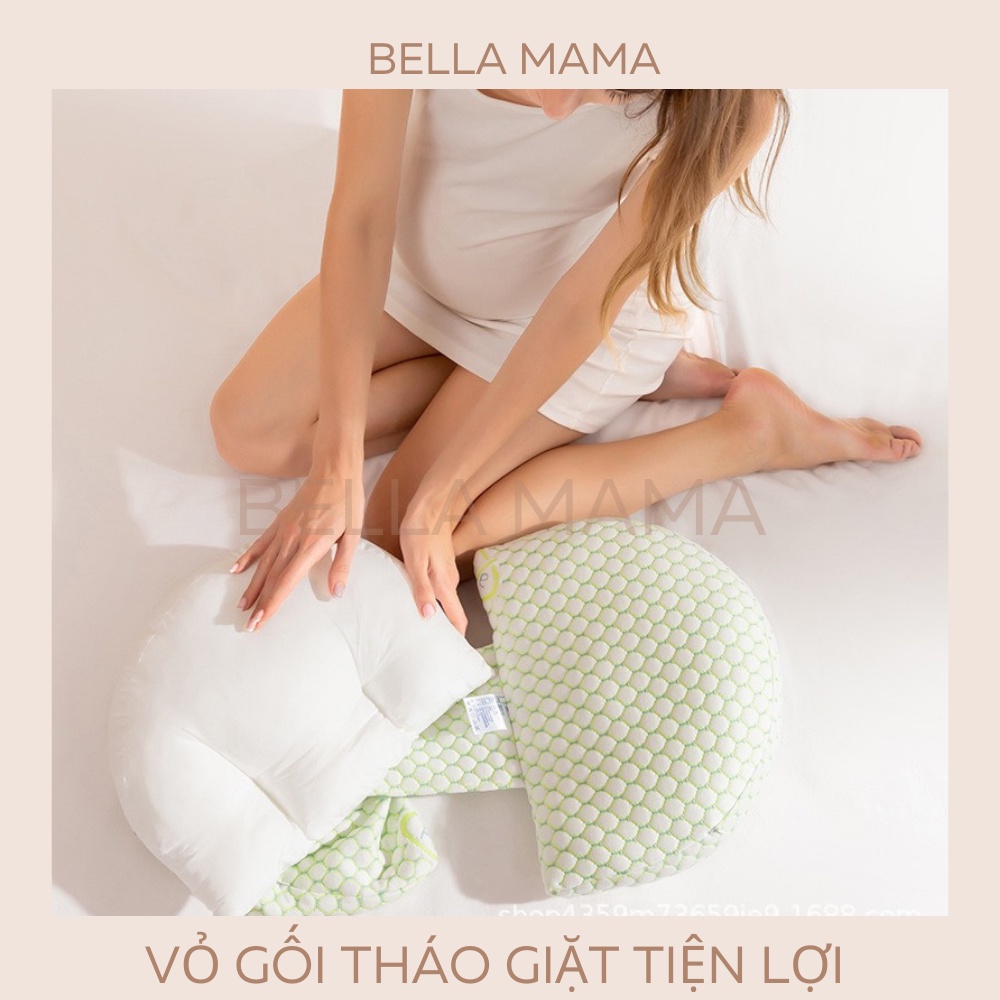 Gối Bầu Cánh Tiên Sợi Tre Cao Cấp Bella Mama Nâng Đỡ Bụng Hỗ Trợ Giảm Đau Lưng Cho Mẹ Bầu Hàng Loại 1- Gb03