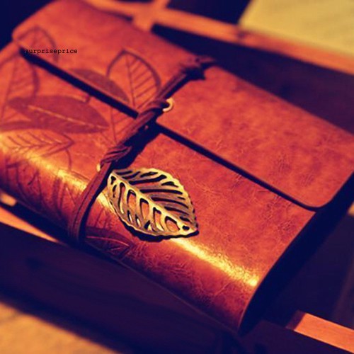 Sổ tay giấy kraft bìa da giả họa tiết lá cây