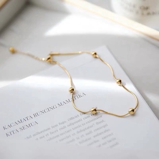 Thiết Kế Phong Cách Lạnh Vòng Chân Vòng Chân Vòng Tay Va Chạm Phong Cách Có Thể Điều Chỉnh Vòng Tay Hạt Tròn Mạ Thép Titan 18K Vàng Hồng Đơn Giản Thời Trang Sang Trọng Không Phai Màu Chuyển Chuỗi Chân Đính Hạt
