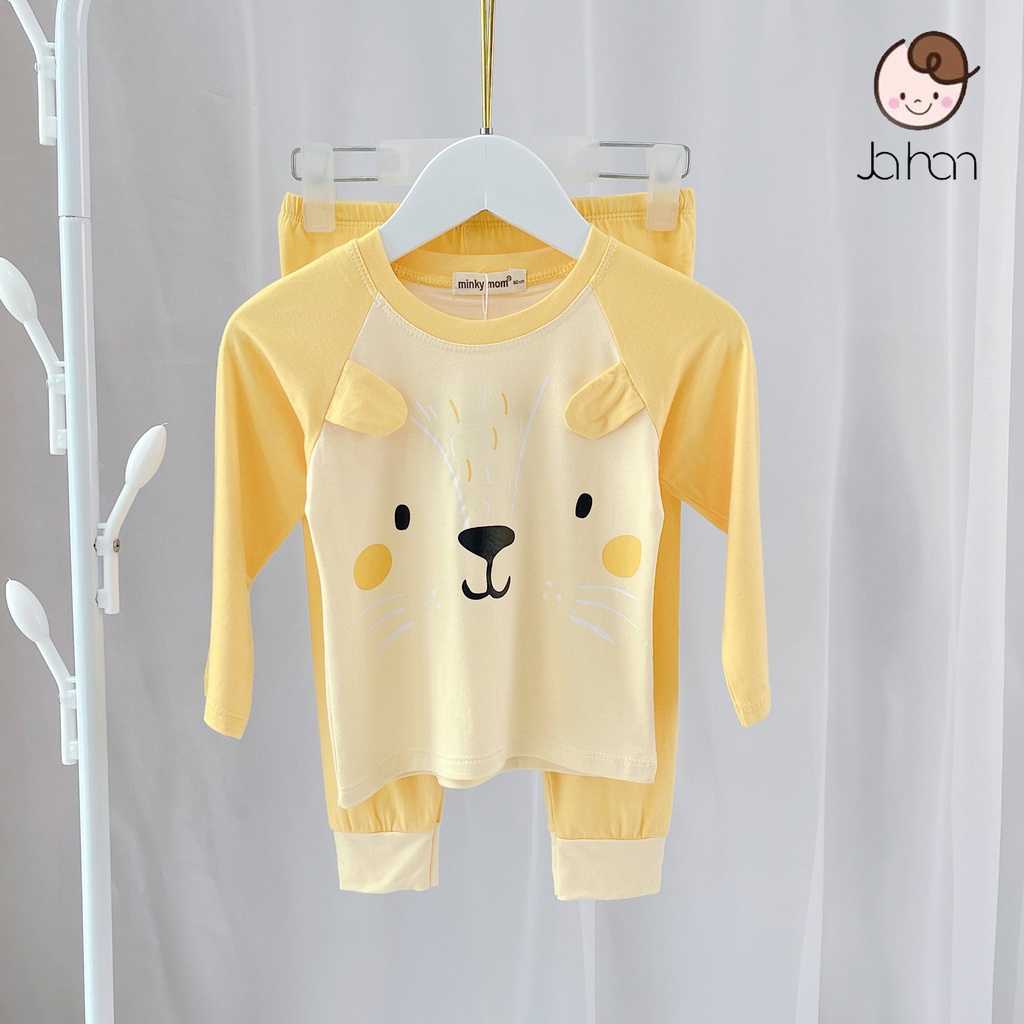 [SALE] Bộ Dài Tay Bé Trai, Bé Gái KIMCHI Vải Thun Lạnh Tai Thú 3D Dễ Thương, Quần Áo Trẻ Em Thu Đông KWTD2103