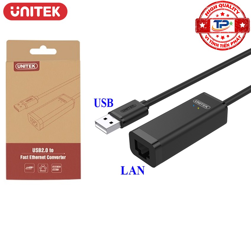 Đầu Chuyển USB ra sang cổng LAN Ethernet Unitek Y-1468 usb to LAN