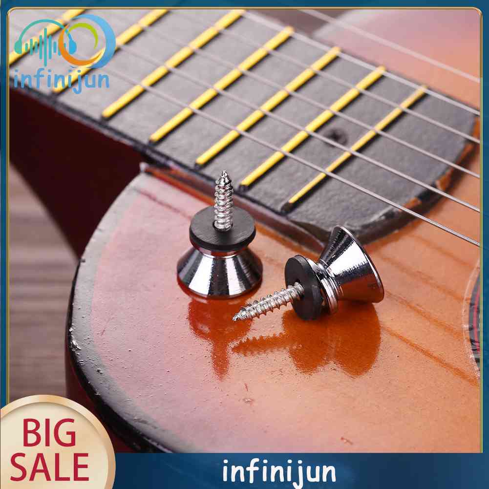 Set 2 Chốt Khóa Dây Đeo Đàn Guitar Bass Ukulele Bằng Kim Loại Chống Trượt
