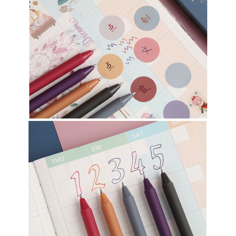 Enjoymore Bút Bi Màu 「 VINTAGE 」 Dài Cổ Điển Cực Phẩm Retro Ngòi Bấm Mực Gel Màu Xanh Viết Bi Nước Muji Cute Basic