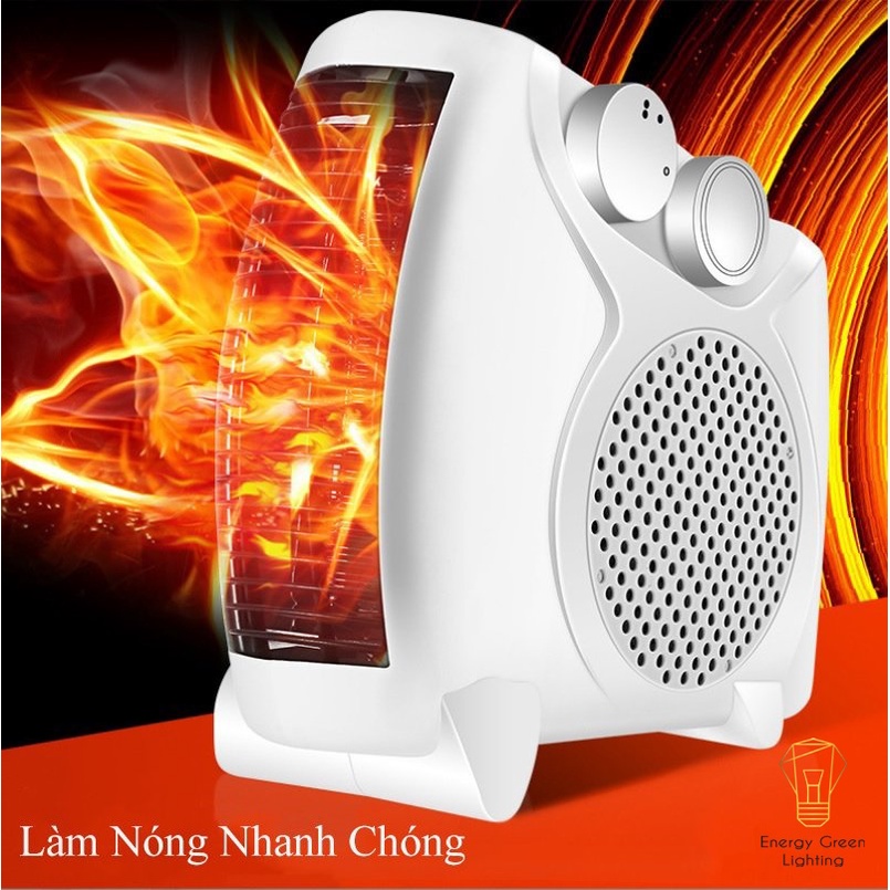 Máy sưởi để bàn Energy Green Lighting MS-305 - Tích hợp tản gió - Vỏ ABS chống cháy - Công Suất 500-800w - BH 1 Năm