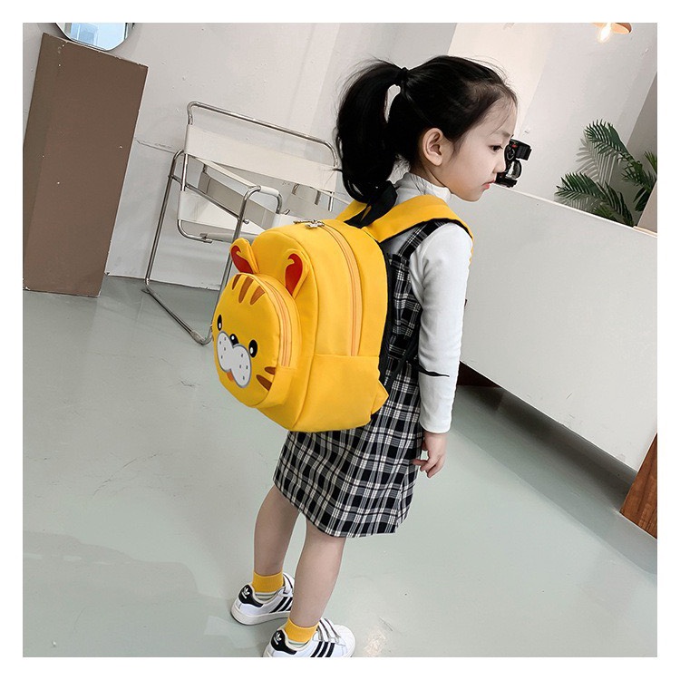 Balo cho bé - cặp đi học hình con hổ 2 màu xanh và vàng cho bé mẫu giáo và tiểu học BL28