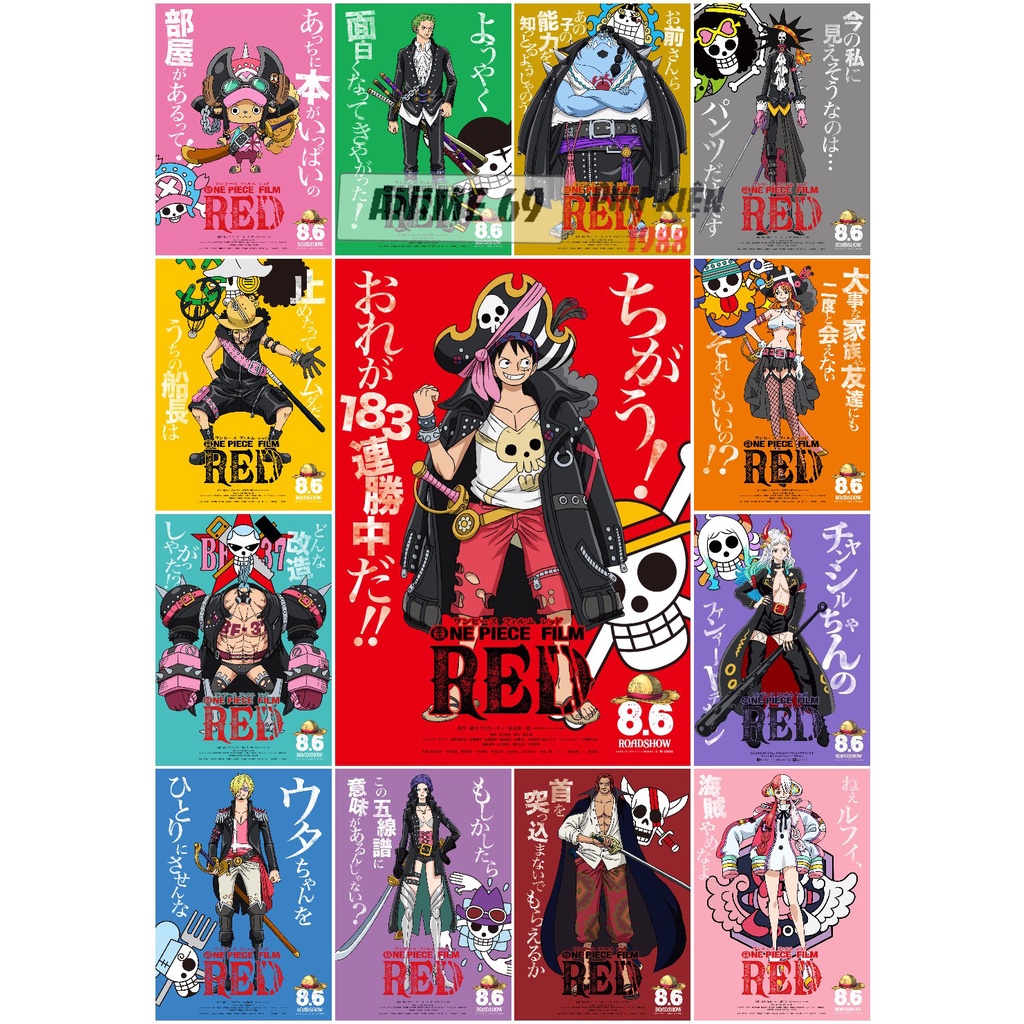 Set 12 ảnh ,Áp phích - Poste- One Piece Film: Red ( A6: 10X15)