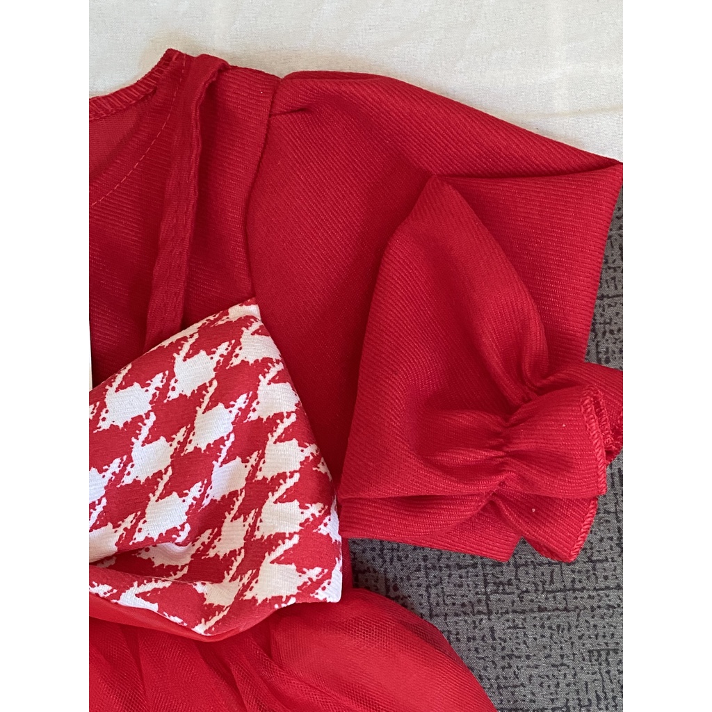 Váy bé gái - Váy dạ nhung nơ ngực siêu xinh cho bé 1-5 Tuổi