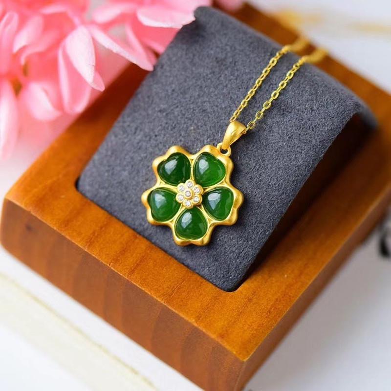 Dây Chuyền Bạc 925 Mặt Hình Hoa Đính Đá Quý Nhân Tạo Sang Trọng Dành Cho Nữ