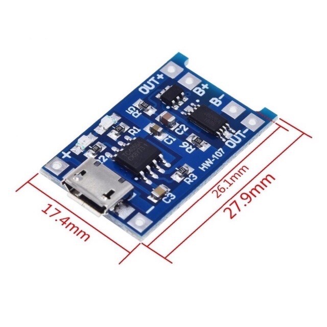 🔎Mạch sạc, bảo vệ pin 18650 1s 3,7-4,2v. Ngắt khi áp thấp.