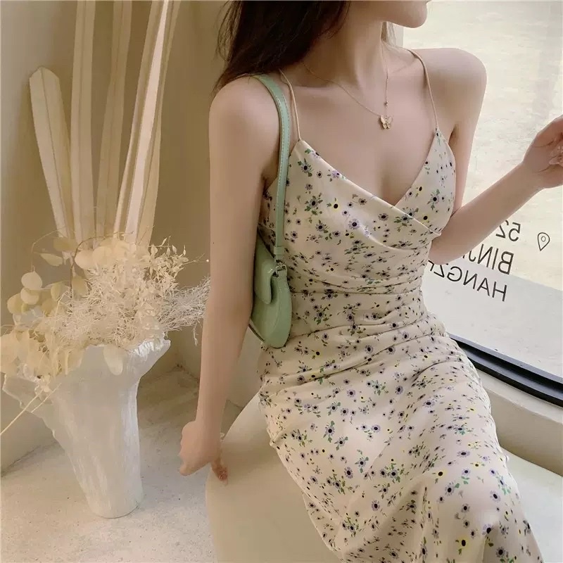 Đầm 2 Dây Hoa Nhí Maxi