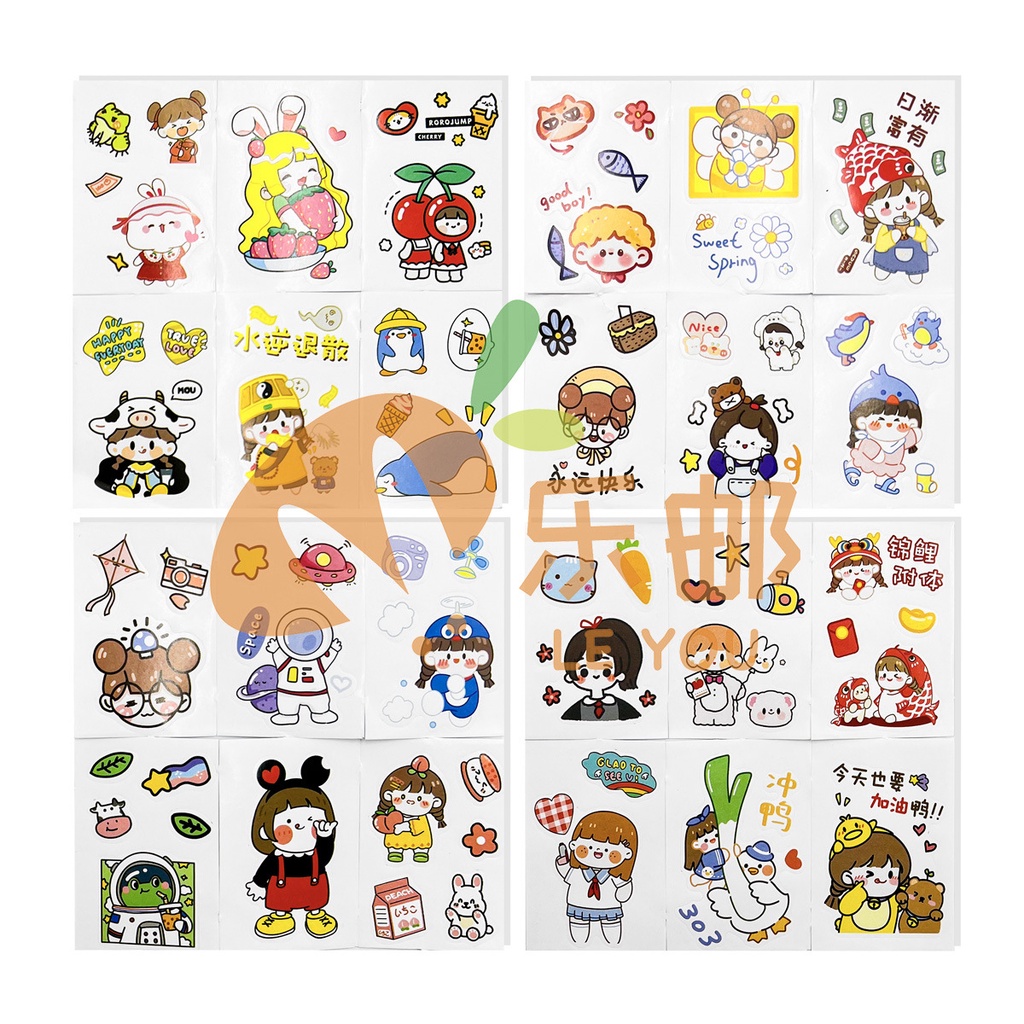 Sticker 24 miếng trang trí điện thoại, máy tính, sổ vở, kệ, hộp văn phòng phẩm siêu siêu đáng yêu