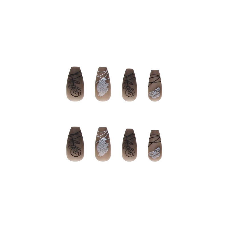 [Hàng mới về]Bộ 24 móng giả form siêu dài nhám hoạ tiết