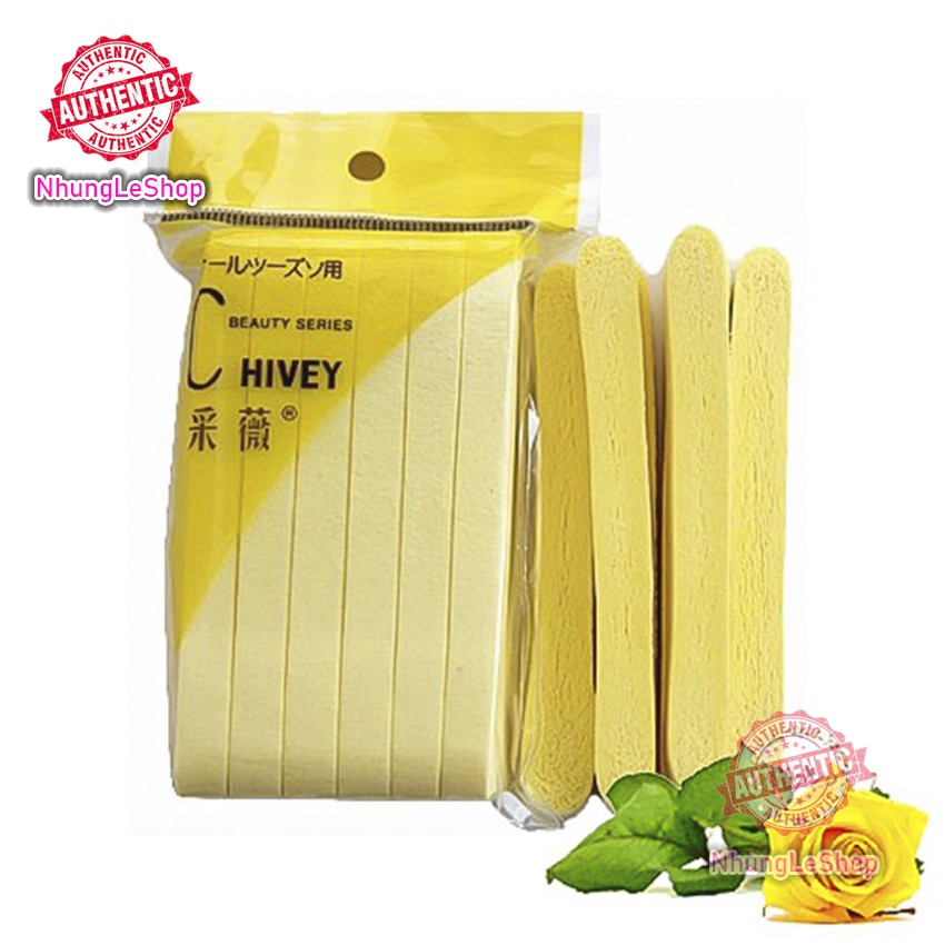 🍀Hot🍀 Bọt biển - Bông nở rửa mặt Chivey 12 miếng 🍀 Miếng mút rửa mặt