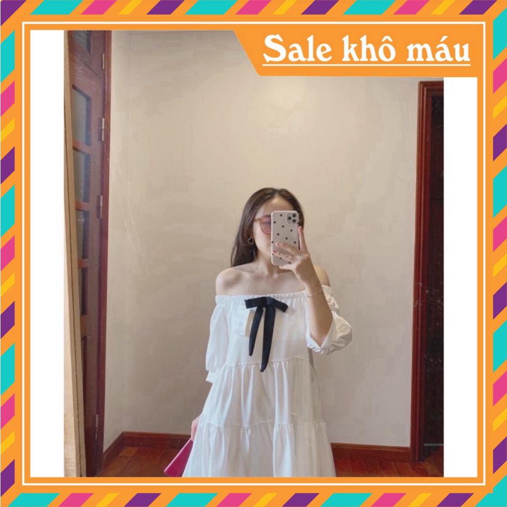 Váy Nữ, Đầm Nữ Thắt Nơ Ngực Dáng Bồng Bềnh Siêu Xinh | BigBuy360 - bigbuy360.vn