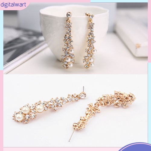 Khuyên Tai Dài Đính Đá Và Ngọc Trai Thời Trang Thanh Lịch Dành Cho Nữ