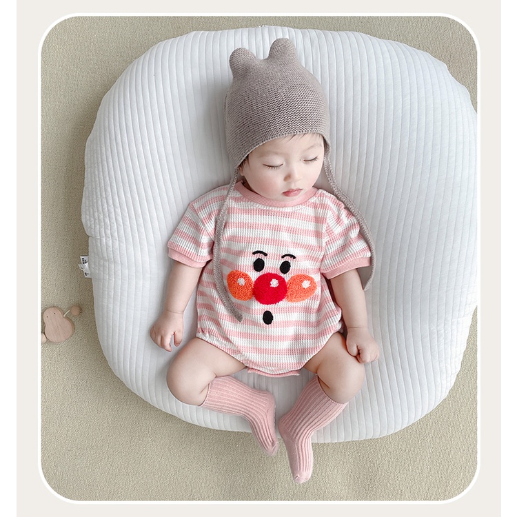 Bộ Áo Liền Quần Dệt Kim In Hoạt Hình Waffle Dễ Thương Cho Bé Sơ Sinh Từ 0-2 Tuổi