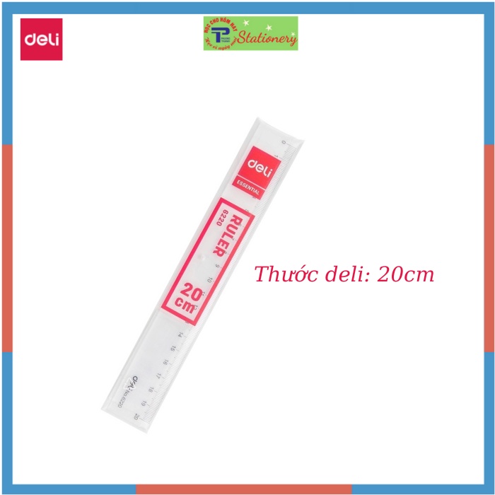 Thước kẻ nhựa 20cm, 30cm Deli, trong suốt - 1 chiếc - E6220, 6230