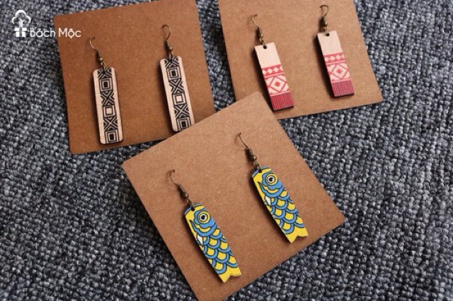 Khuyên tai gỗ vintage boho
