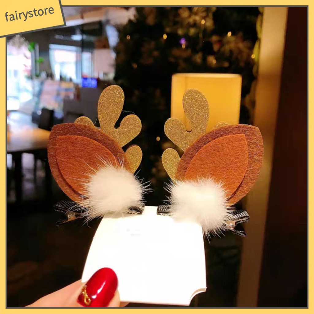 1 Cặp Kẹp Tóc Hình Sừng Hươu Bằng Thép Không Gỉ Dễ Thương