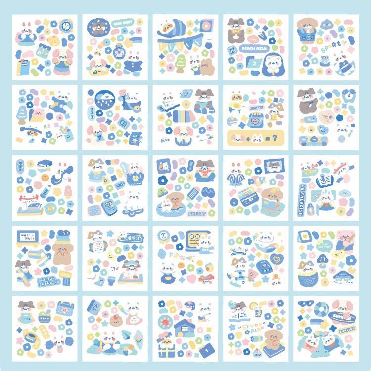 Set 10 tấm sticker/nhãn dán chủ đề STUDY PLAN chất liệu PET PVC họa tiết nổi bật dễ thương trang trí sổ top loader