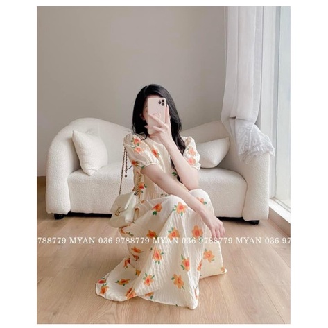 Đầm bầu _ váy bầu dáng babydoll  điểm hoạ tiết sang chảnh