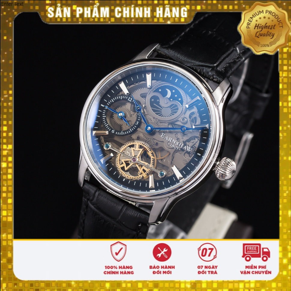 Đồng hồ nam chính hãng Thomas Earnshaw Longitude Shadow Sun & Moon ES-8063-04 - máy cơ tự động - kính cứng