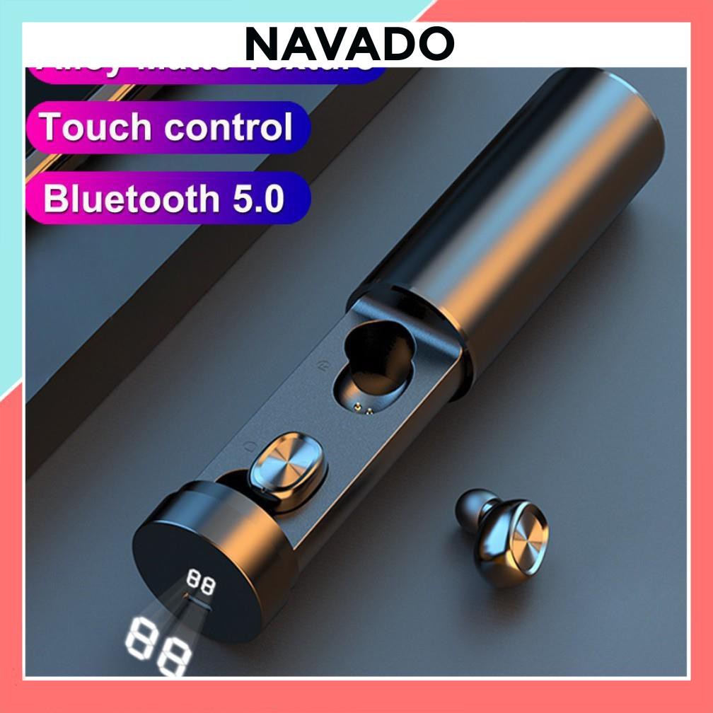 Tai Nghe Bluetooth True Wireless TWS 5.0 9D Cảm Ứng chạm hình thỏi son HiFi B9 Đen