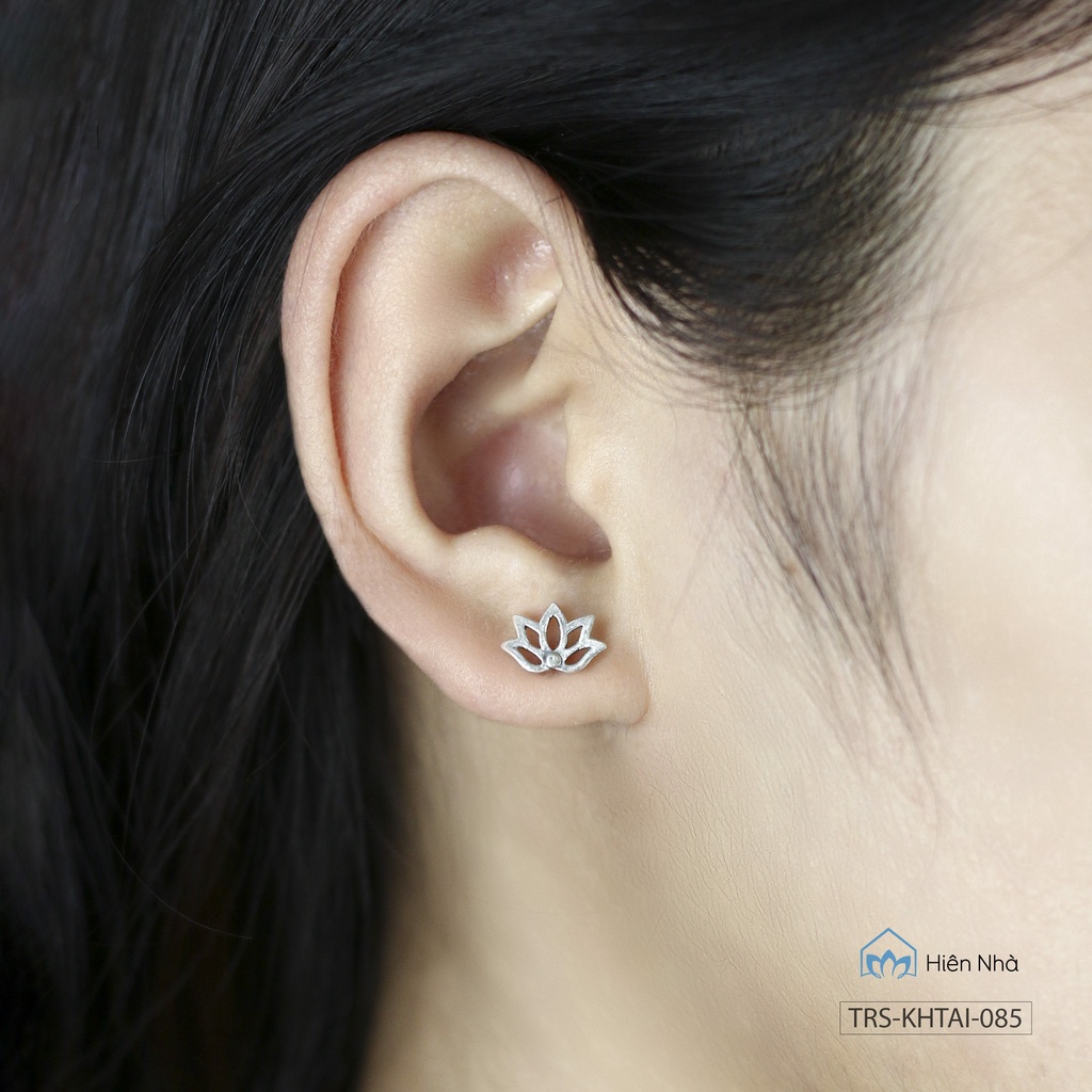 Khuyên tai Hoa Sen - trang sức bạc Phật giáo - Hiên Nhà