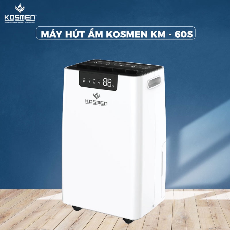 Máy hút ẩm KOSMEN, Máy hút ẩm không khí dung tích 8 lít, bảo hành 24 tháng, lỗi đổi mới trong 30 ngày mã KM-12N