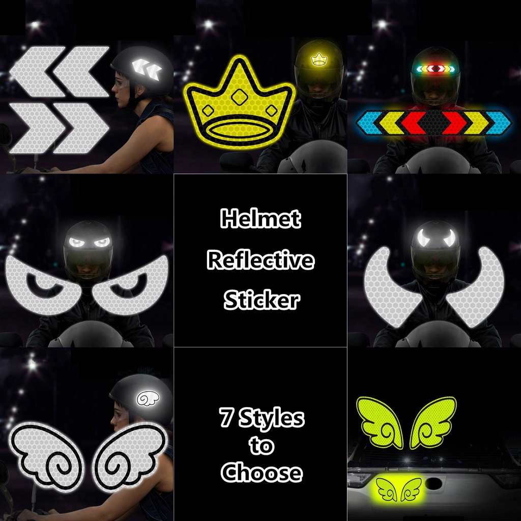 Decal Cảnh Báo Ban Đêm Hình Đôi Cánh Và Vương Miện Ác Quỷ Sáng Tạo Trang Trí Mũ Bảo