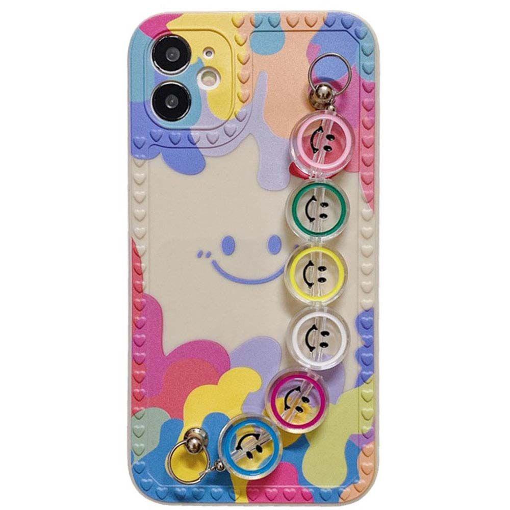 Ốp Điện Thoại Mềm Siêu Mỏng Màu Kẹo In Họa Tiết Có Dây Đeo Tay Cho Iphone 13