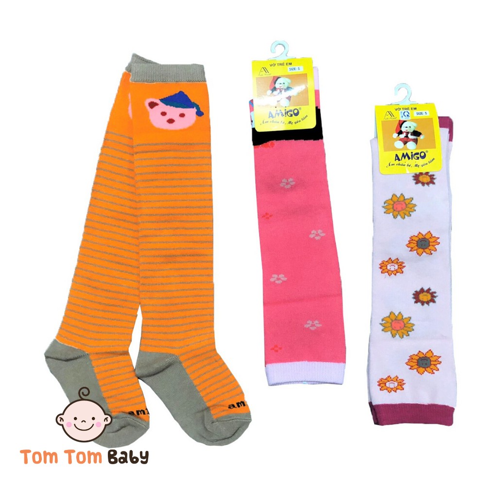 Combo 3 Tất thun cotton dài Thu Đông AMIGO cho bé trai, bé gái, xuất xứ Việt Nam, hàng chất lượng cao