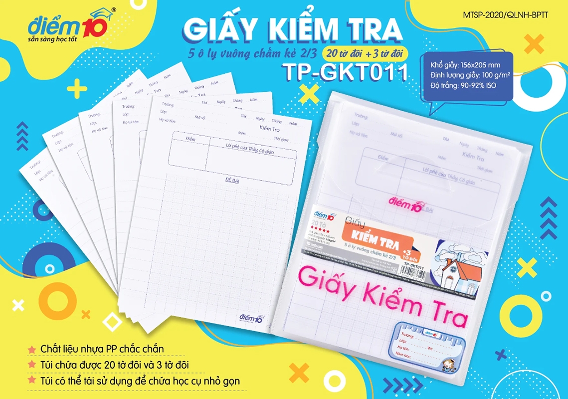 Giấy Kiểm Tra Điểm 10 5 Ôly - Thiên Long TP-GKT011