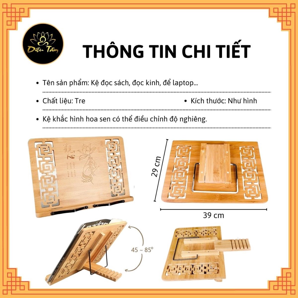 Kệ đọc kinh Phật bằng gỗ khắc hình shop Diệu Tâm