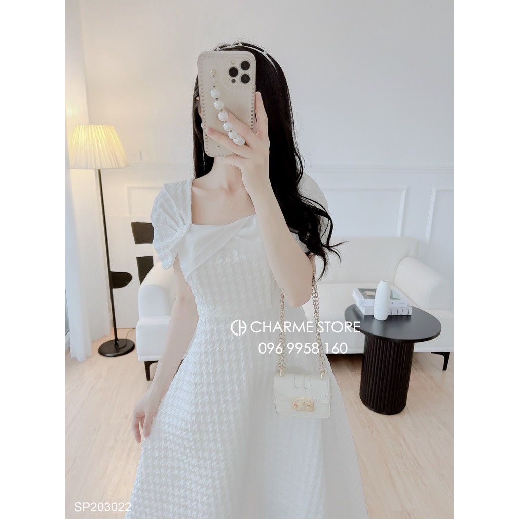 ❤️❤️ Siêu phẩm váy xốp chéo ngực tay cánh tiên dáng dài 🥰🥰🥰 Em này chuẩn tiểu thư sang chảnh-LĐ