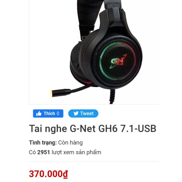 Tai nghe G_Net Gh6 hàng chính hãng đã qua sử dụng